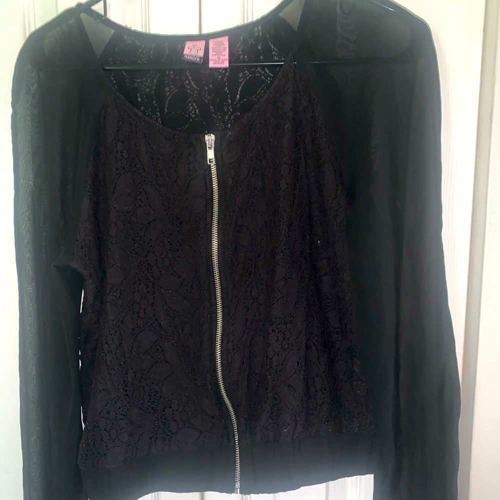 Lace jacket with sheer sleeves!